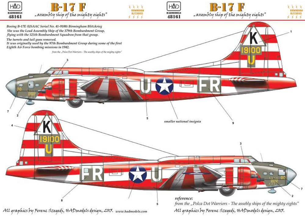 B-17E バーミングハム・ブリッツクリーク デカール デカール (HAD MODELS 1/48 デカール No.48161) 商品画像_1
