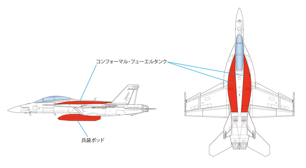 アメリカ海軍 F/A-18F スーパーホーネット コンフォーマル・フューエル・タンク(CFT) 装備機 プラモデル (プラッツ 航空模型特選シリーズ 144版 No.AE144-010) 商品画像_3