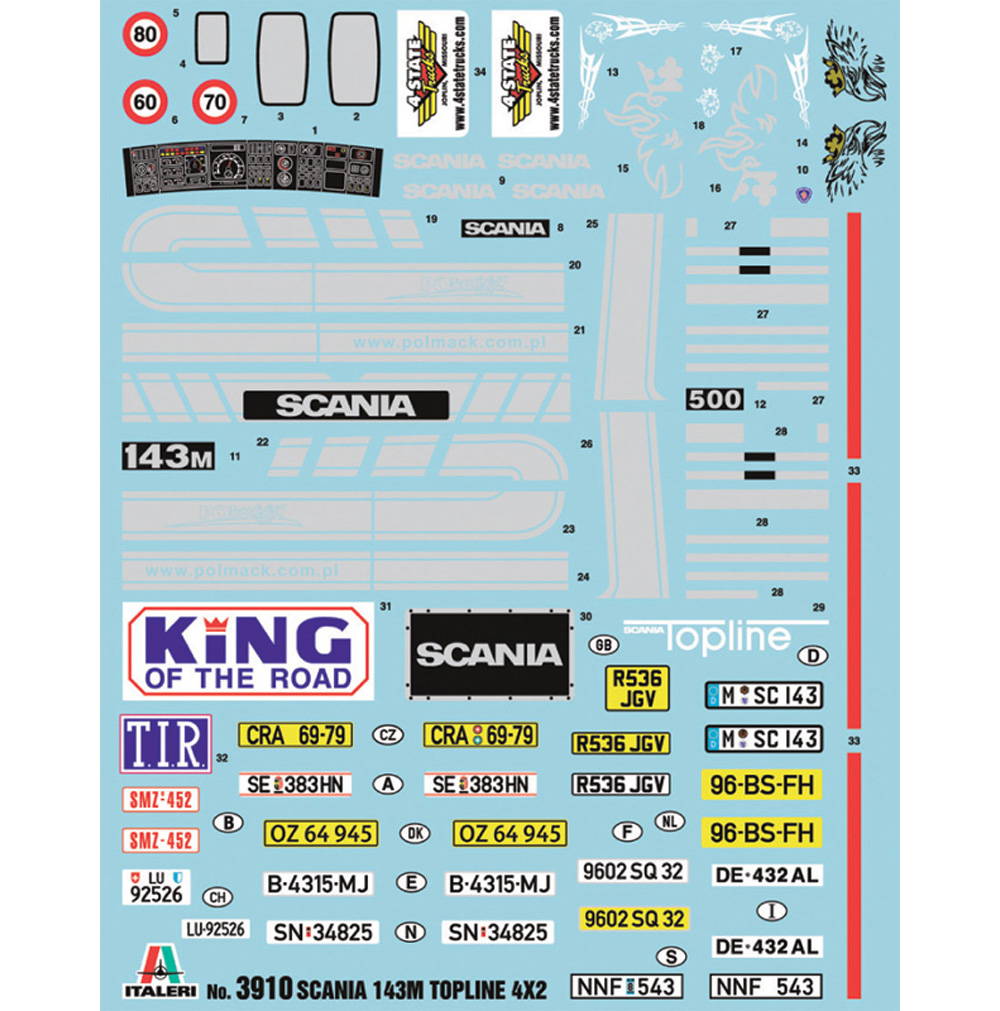 スカニア 143M トップライン 4×2 トラクターヘッド プラモデル (イタレリ 1/24 トラックシリーズ No.3910) 商品画像_1