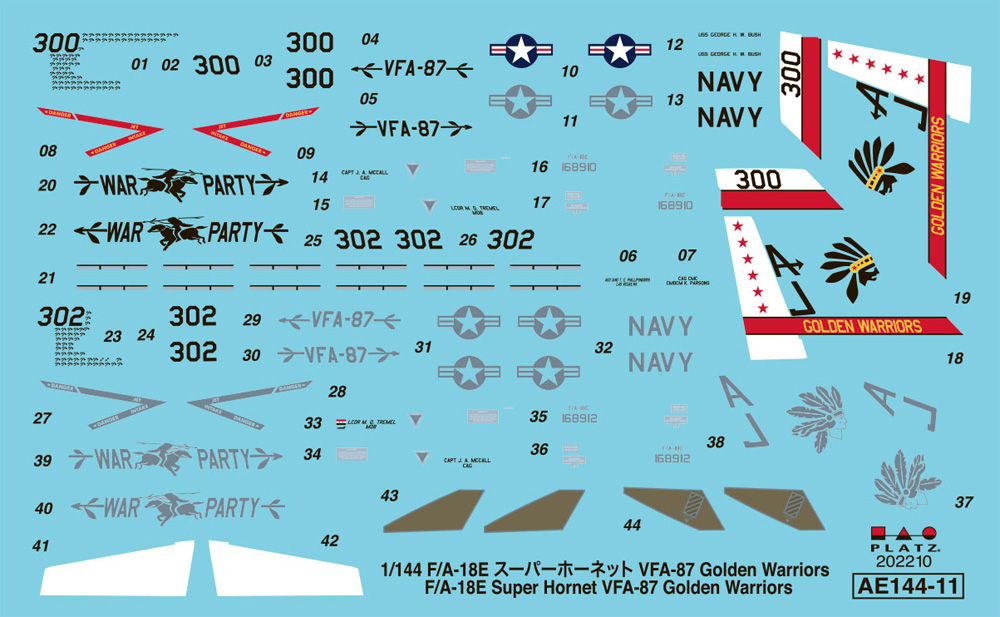 アメリカ海軍 艦上戦闘機 F/A-18E スーパーホーネット VFA-87 ゴールデンウォリアーズ プラモデル (プラッツ 航空模型特選シリーズ 144版 No.AE144-011) 商品画像_1