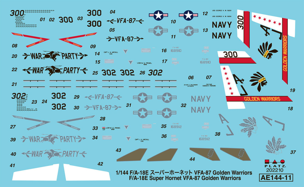 アメリカ海軍 艦上戦闘機 F/A-18E スーパーホーネット VFA-87 ゴールデンウォリアーズ プラモデル (プラッツ 1/144 航空模型特選シリーズ No.AE144-011) 商品画像_1