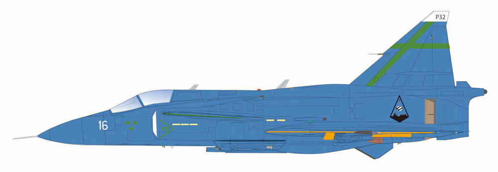スウェーデン空軍 JA37 ヤクトビゲン ブルーピーター スウェーデン空軍75周年記念塗装機 プラモデル (プラッツ プラッツ×イタレリ 航空機シリーズ No.TPA-025) 商品画像_2