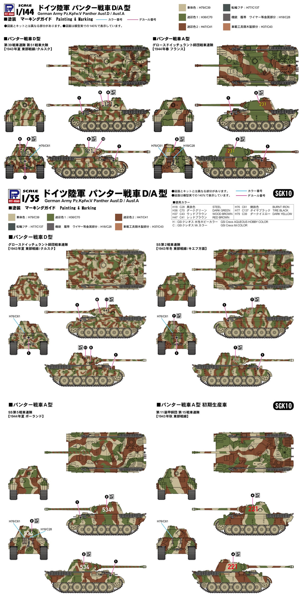 ドイツ陸軍 パンター戦車 D/A型 (3両入り) プラモデル (ピットロード 1/144 スモールグランドアーマー シリーズ No.SGK010) 商品画像_2