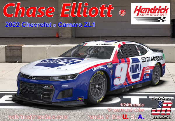 NASCAR 2022 カマロ ZL1 ヘンドリックスモータスポーツ チェイス・エリオット パトリオットカラー プラモデル (Salvinos JR Models NASCAR No.HMC2022CEC) 商品画像