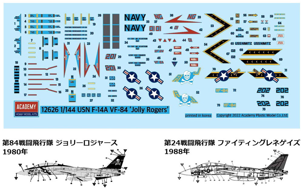 F-14A トムキャット VF-84 ジョリー・ロジャース プラモデル (アカデミー 1/144 Scale Aircrafts No.12626) 商品画像_1