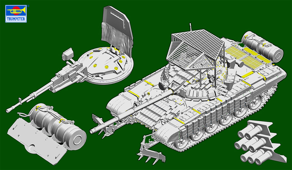 ロシア連邦軍 T-72B1 主力戦車 w/KMT-6 & グレーティングアーマー プラモデル (トランペッター 1/35 AFVシリーズ No.09609) 商品画像_2