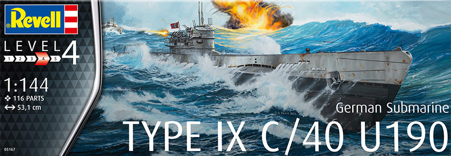 ドイツ潜水艦 Type 9 C/40 プラモデル (レベル 1/144 艦船モデル No.05167) 商品画像