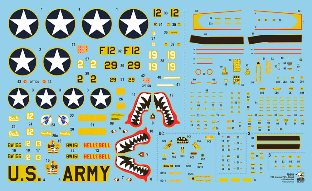 カクタスエアフォース F4F-4 & P400/P-39D デュアルコンボ デラックスセット プラモデル (アルマホビー 1/72 エアクラフト プラモデル No.70049) 商品画像_1