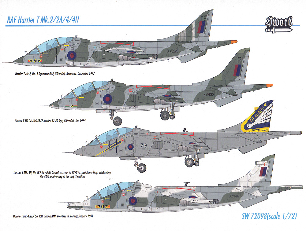 ハリアー T.Mk.2/2A/4/4N プラモデル (ソード 1/72 エアクラフト プラモデル No.SW72098) 商品画像_1