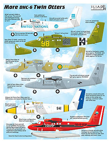 デ・ハビランド・カナダ DHC-6 ツイン・オッター パート2 デカール (イリアド 1/72 デカール No.72021) 商品画像