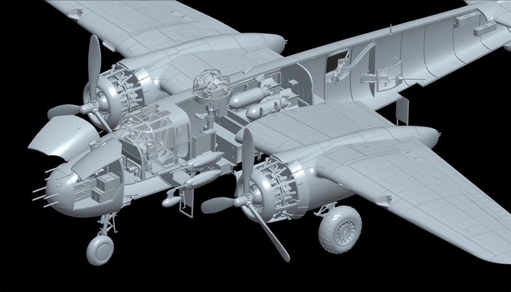 B-25J ミッチェル Strafing babes プラモデル (HKモデル 1/32 エアクラフト No.01E036) 商品画像_2