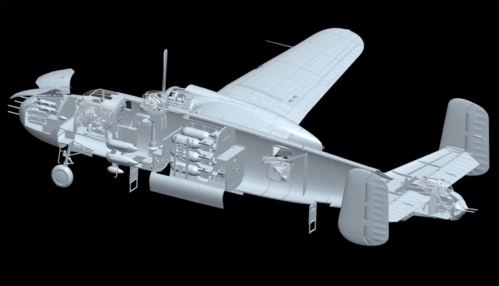 B-25J ミッチェル Strafing babes プラモデル (HKモデル 1/32 エアクラフト No.01E036) 商品画像_3