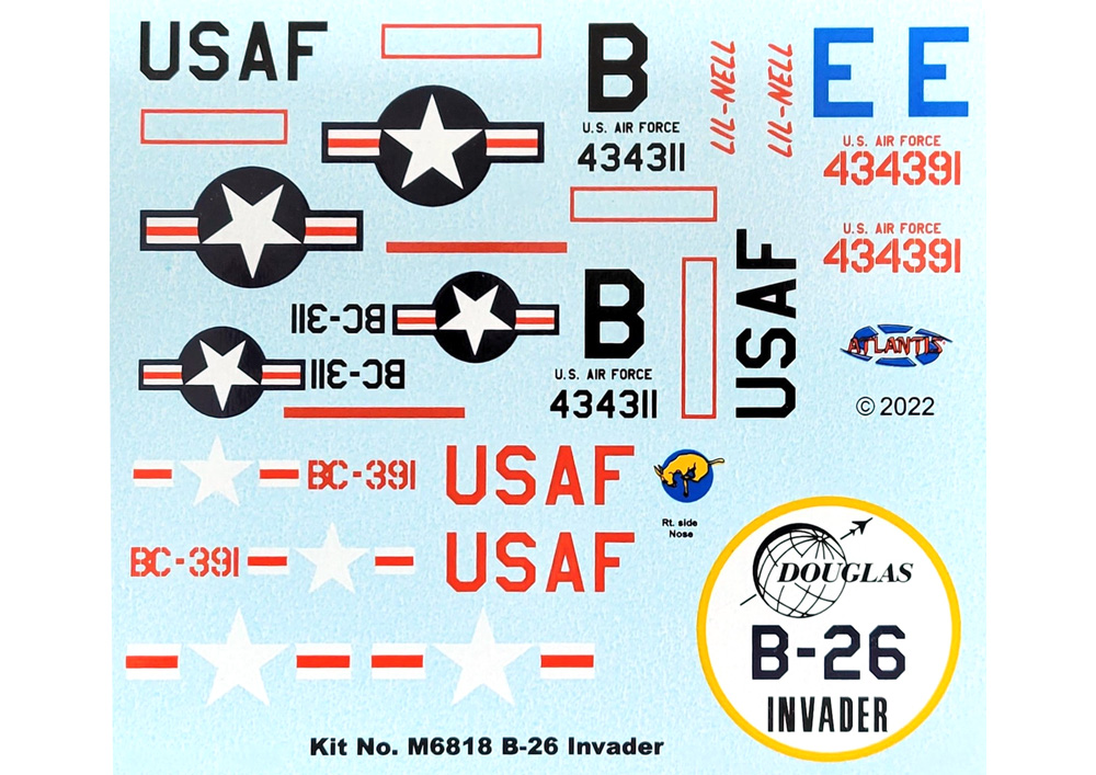 アメリカ空軍 B-26 インベーダー 中型爆撃機 プラモデル (アトランティス プラスチックモデルキット No.6818) 商品画像_1