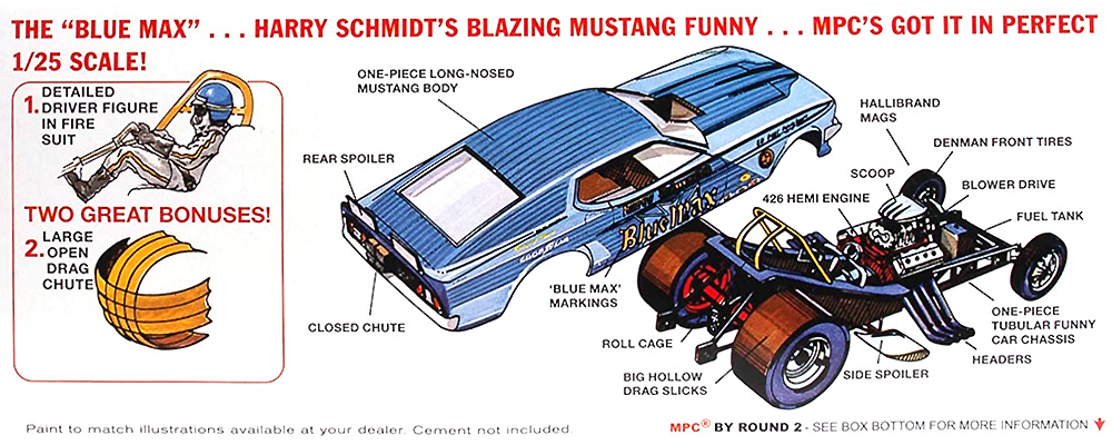ブルーマックス ロングノーズ マスタング ファニーカー プラモデル (MPC 1/25 カーモデル No.MPC930/12) 商品画像_2
