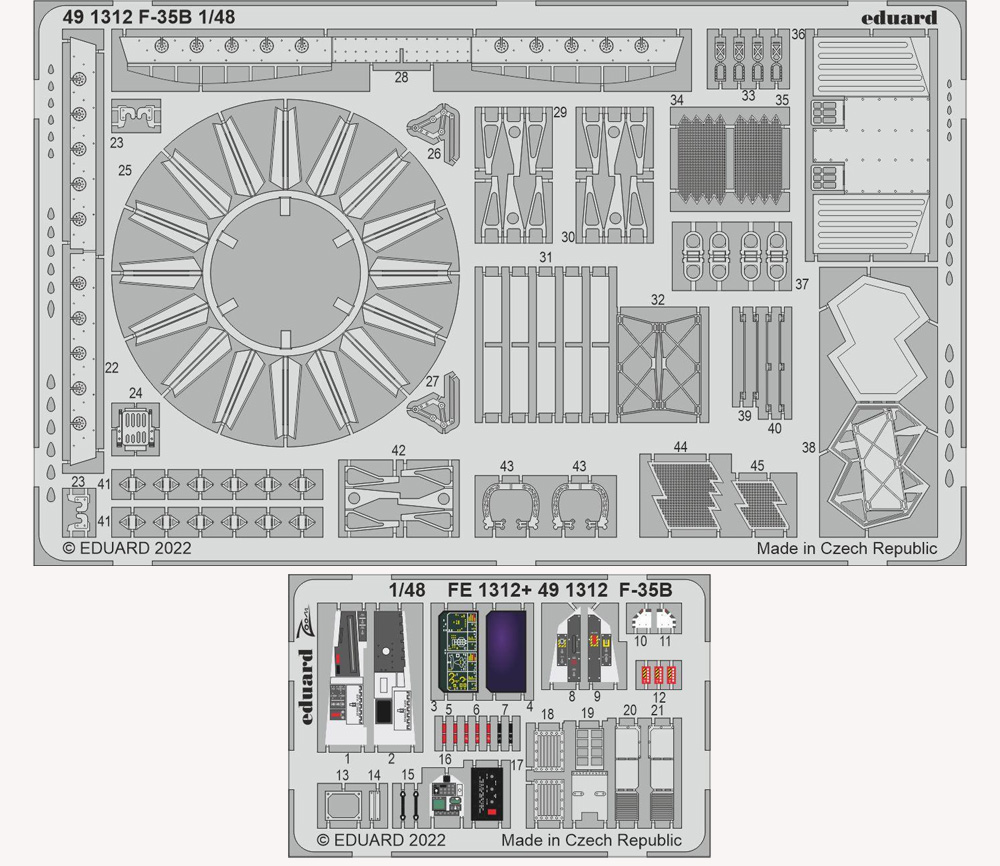 F-35B ビッグEDパーツセット (イタレリ用) エッチング (エデュアルド 1/48 BIG ED （AIR） No.BIG49357) 商品画像_1