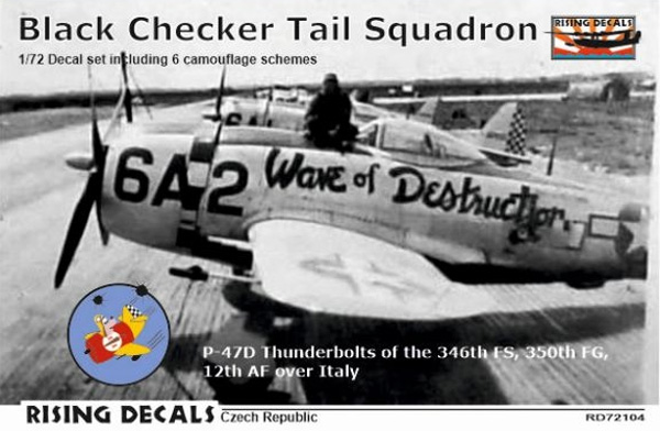 ブラックチェッカーテール アメリカ陸軍航空軍 第346飛行隊 イタリア 1/72 デカール (ライジングモデル 1/72 RISING DECALS (ライジングデカール) No.RD72104) 商品画像