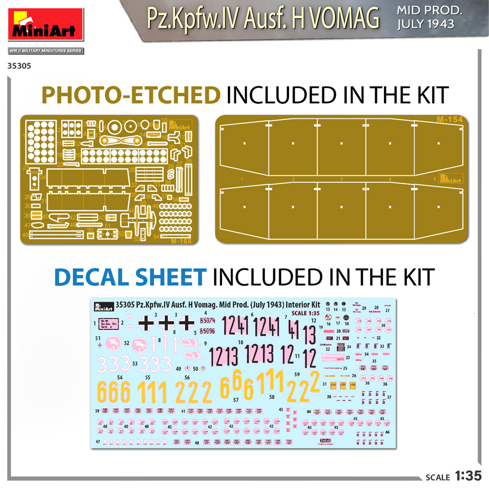 4号戦車H型 ボマーク社製 中期型 1943年7月 フルインテリア プラモデル (ミニアート 1/35 WW2 ミリタリーミニチュア No.35305) 商品画像_1