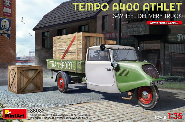 テンポ A400 アスレット 3輪配送トラック プラモデル (ミニアート 1/35 ミニチュアシリーズ No.38032) 商品画像