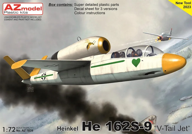 ハインケル He162S-9 Vテール 複座ジェット機 プラモデル (AZ model 1/72 エアクラフト プラモデル No.AZ7839) 商品画像