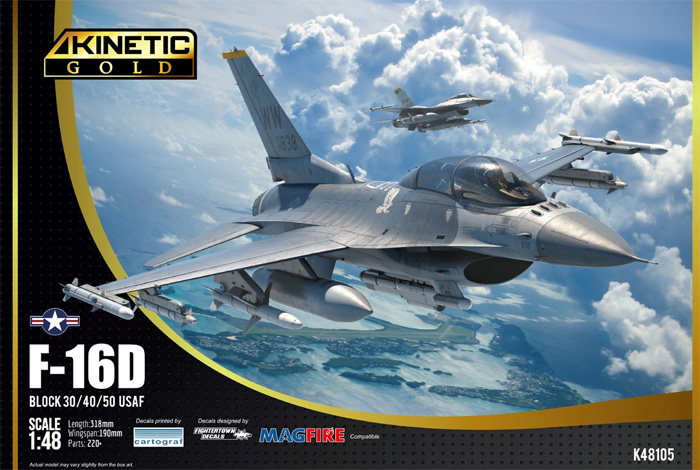 F-16D ブロック30/40/50 アメリカ空軍 プラモデル (キネティック 1/48 エアクラフト プラモデル No.K48105) 商品画像