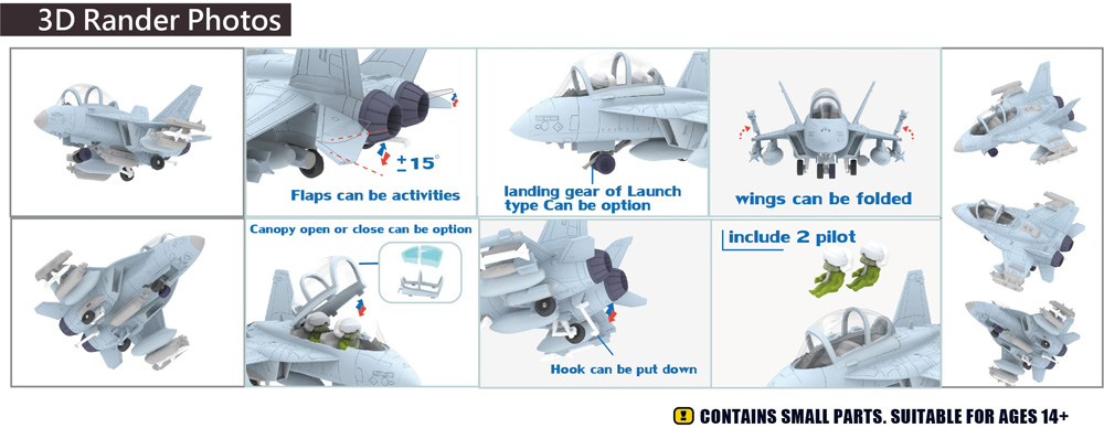 アメリカ海軍 EA-18G グラウラー VAQ-141 シャドーホークス プラモデル (フリーダムモデル コンパクトシリーズ No.162093) 商品画像_2