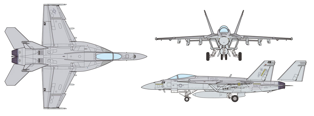 アメリカ海軍 艦上戦闘機 F/A-18E スーパーホーネット VFA-27 ロイヤルメイセス 岩国航空基地 (2機セット） プラモデル (プラッツ 1/144 航空模型特選シリーズ No.AE144-013) 商品画像_3