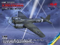 ICM 1/48 エアクラフト プラモデル ユンカース Ju88A-8 w/バルーンケーブルカッター