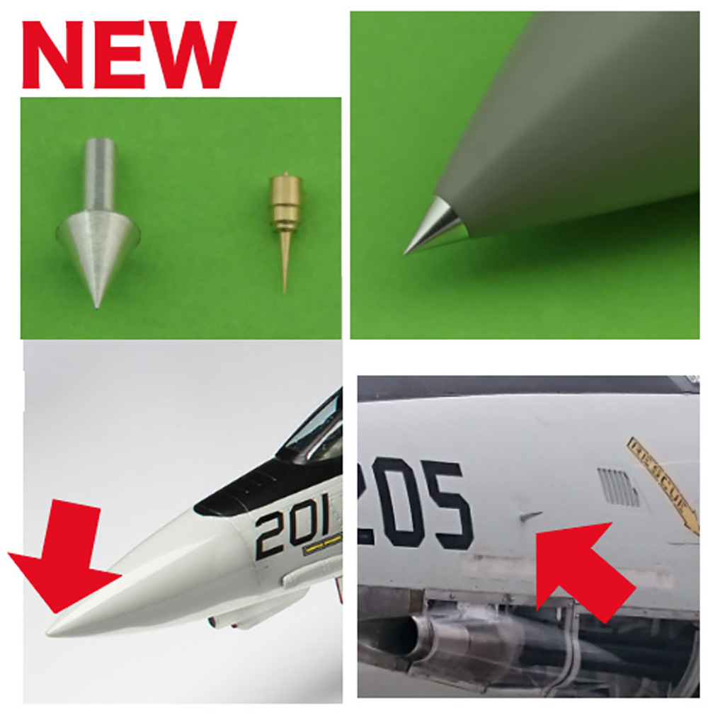 F-14A トムキャット 初期型用 ノーズチップ＆AOAセンサー メタル (プラッツ 1/48 アクセサリーパーツ No.MM48-005) 商品画像_1