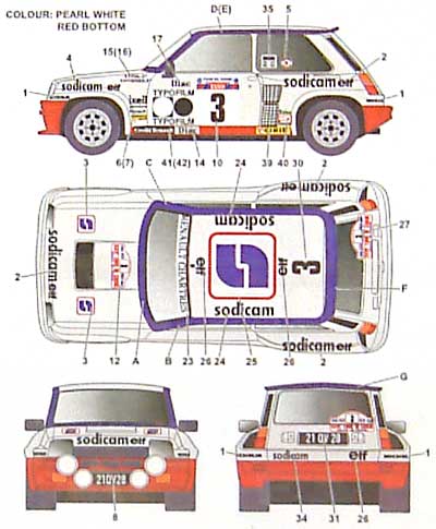 ルノー R5 ターボ Sodicam ツール・ド・コルサ デカール (スタジオ27 ラリーカー オリジナルデカール No.DC707C) 商品画像_2