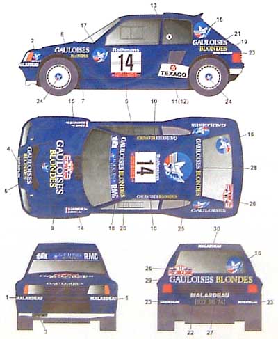 プジョー 205 T16 ツール・ド・コルサ 1985 デカール (スタジオ27 ラリーカー オリジナルデカール No.DC709C) 商品画像_2