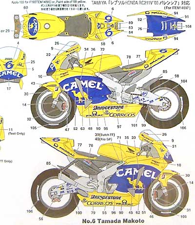 ホンダ RC211V キャメル Moto-GP 2004 デカール (スタジオ27 バイク オリジナルデカール No.DC706C) 商品画像_2