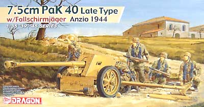 7.5cm PAK40 後期型 w/降下猟兵ガンクルー アンツィオ 1944 プラモデル (ドラゴン 1/35 