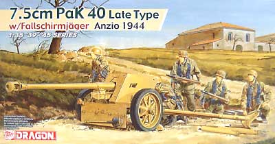 7.5cm PAK40 後期型 w/降下猟兵ガンクルー アンツィオ 1944 プラモデル (ドラゴン 1/35 