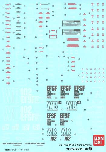 MG RX-78-2 ガンダム Ver.Ka.用 デカール (バンダイ ガンダムデカール No.002) 商品画像