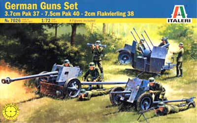 ドイツ大砲セット (37mmPAK35/75mmPAK40/20mmFLAK38） プラモデル (イタレリ 1/72 ミリタリーシリーズ No.7026) 商品画像