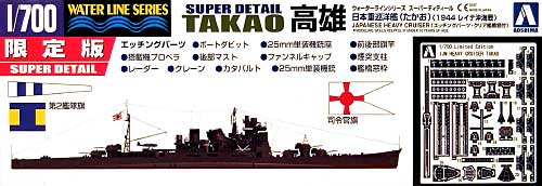 重巡洋艦 高雄 (エッチングパーツ&クリア艦橋窓） プラモデル (アオシマ 1/700 ウォーターラインシリーズ スーパーデティール No.036143) 商品画像