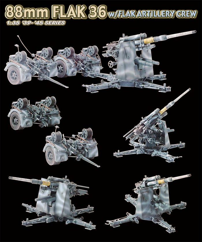 ドイツ 88mm砲 Flak36 w/クルー プラモデル (ドラゴン 1/35 39-45 Series No.6260) 商品画像_3