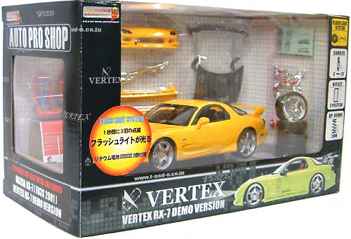 マツダ RX-7 〔FD3S 2001〕 VERTEX RX-7 デモVer.(イエロー） ミニカー (ホットワークスレーシングファクトリー 1/24 オート プロ ショップ （AUTO PRP SHOP） No.MS042402E) 商品画像