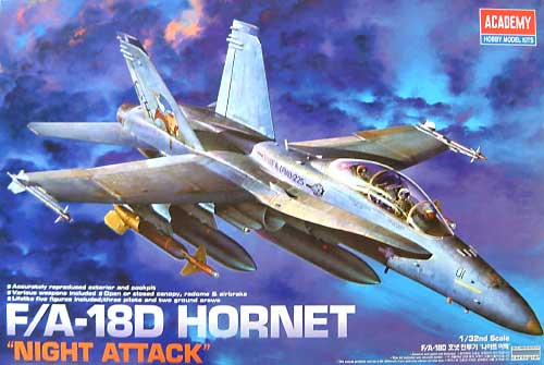F/A-18D ホーネット ナイトアタック プラモデル (アカデミー 1/32 Scale Aircraft No.12103) 商品画像