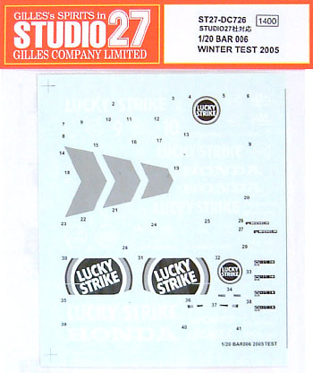 BAR006 ウインターテスト 2005 デカール (スタジオ27 F-1 オリジナルデカール No.DC726) 商品画像