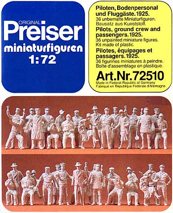 パイロット & グランドクルー 1930年 乗客付 (36体） プラモデル (プライザー 1/72 精密プラ製フィギュア No.72510) 商品画像