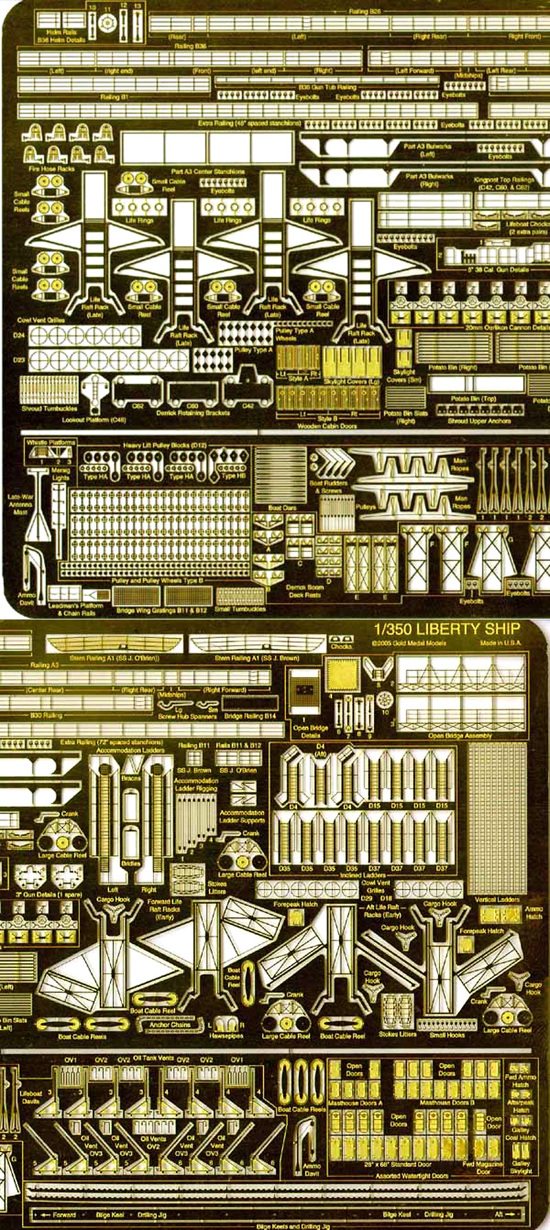 米海軍 輸送艦 リバティーシップ用 エッチング (ゴールドメダルモデルズ 1/350 艦船用エッチングパーツシリーズ No.GM-3531) 商品画像_2