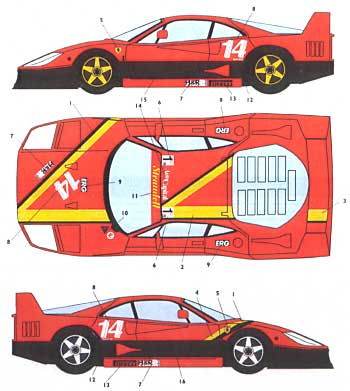 フェラーリ F40 イタリアスーパーカー選手権 '93  #14 デカール (スタジオ27 ツーリングカー/GTカー オリジナルデカール No.DC031) 商品画像_2
