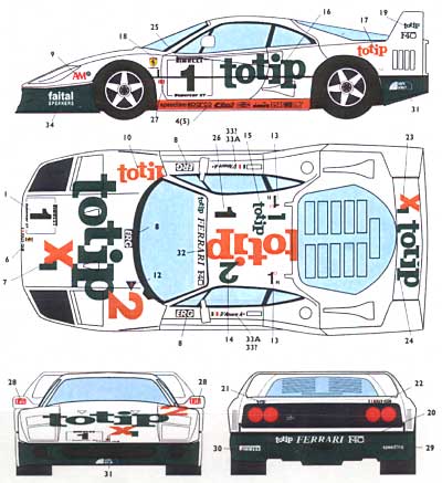 フェラーリ F40 TOTIP イタリアスーパーカー選手権 '94  #1/2/3 デカール (スタジオ27 ツーリングカー/GTカー オリジナルデカール No.DC032) 商品画像_2