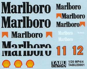 マクラーレン MP4/4対応 Marlboro タバコデカール デカール (タブデザイン 1/20 デカール No.旧TABU-20001) 商品画像