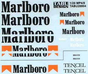 マクラーレン MP4/8対応 Marlboro タバコデカール デカール (タブデザイン 1/20 デカール No.旧TABU-20004) 商品画像