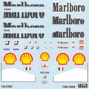 フェラーリ F2005対応 Marlboro タバコデカール デカール (タブデザイン 1/24 オリジナルデカール No.TABU-24008) 商品画像