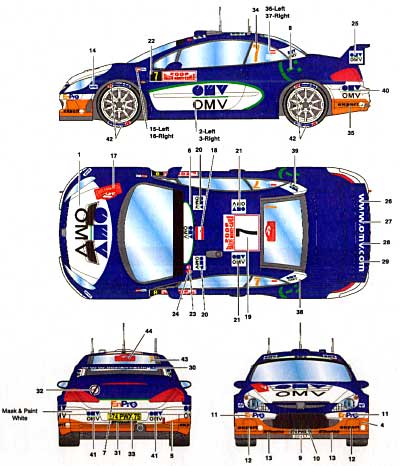 プジョー 307 WRC #7 OMV モンテカルロ 2006 デカール デカール (スタジオ27 ラリーカー オリジナルデカール No.DC734C) 商品画像_2