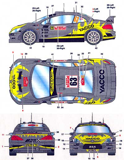 プジョー 307WRC #63 YACCO モンテカルロ 2006 デカール (スタジオ27 ラリーカー オリジナルデカール No.DC736C) 商品画像_2