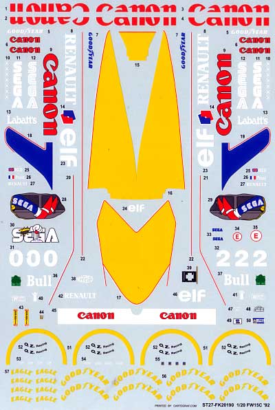 ウィリアムズ FW15C スペアデカール デカール (スタジオ27 F-1 オリジナルデカール No.SDF20190) 商品画像